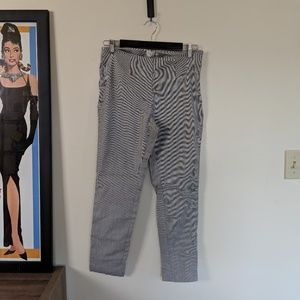 Pinstripe Side-Zip Capri Pants